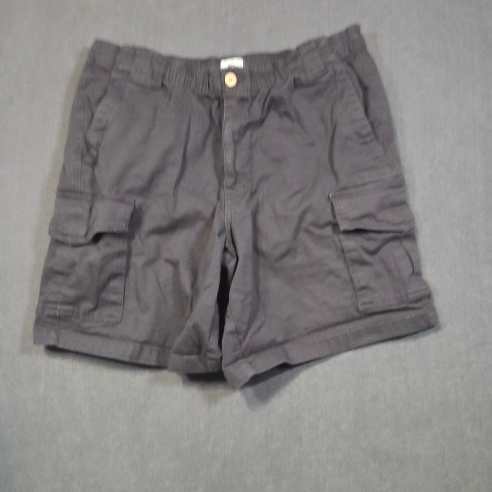 Joe Marlin Cargo Shorts Mens Large Black Elastic Waist Stretch Cotton